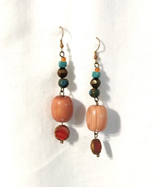 Dangle Cylinder-Shaped Bead Earrings